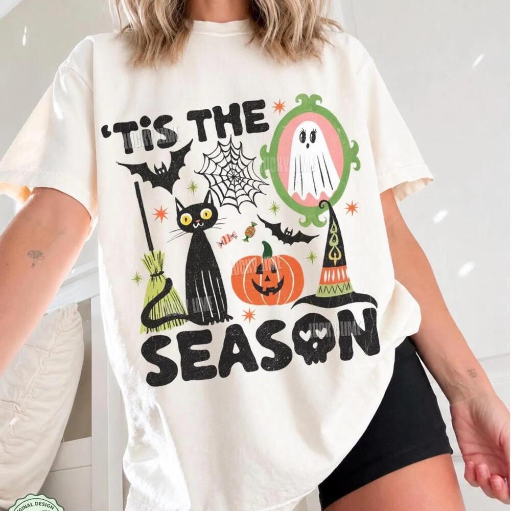 Tis The Season Halloween Shirt, Retro Halloween  Tshirt, Ghost Skeleton